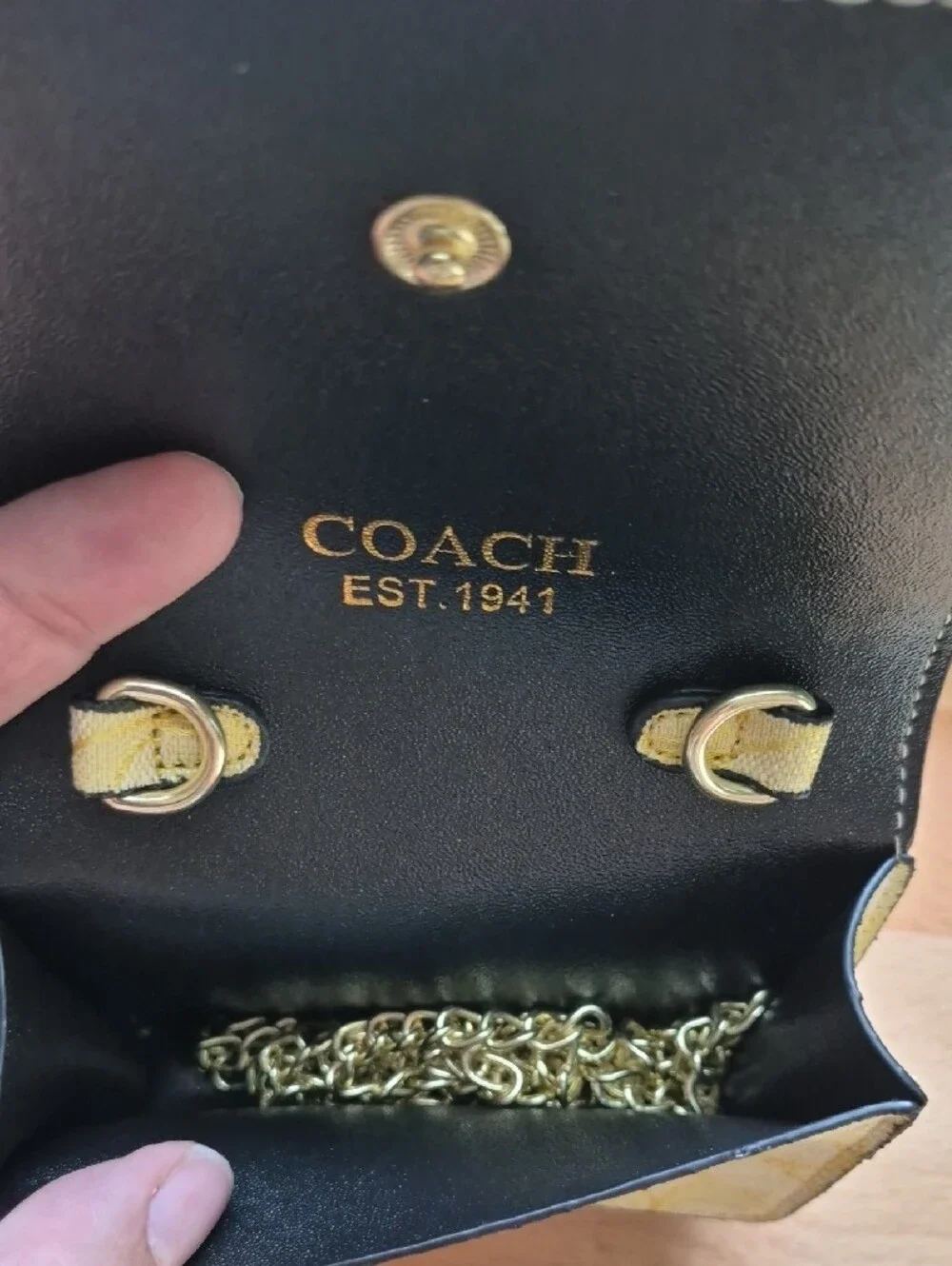 Coach Brown & Cream Signature Key/Card Holder Box with Gold Logo